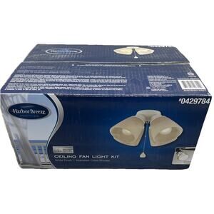 HARBOR BREEZE White Ceiling Fan 4-Light Kit Frosted Alabaster Glass Shade. {B5}.